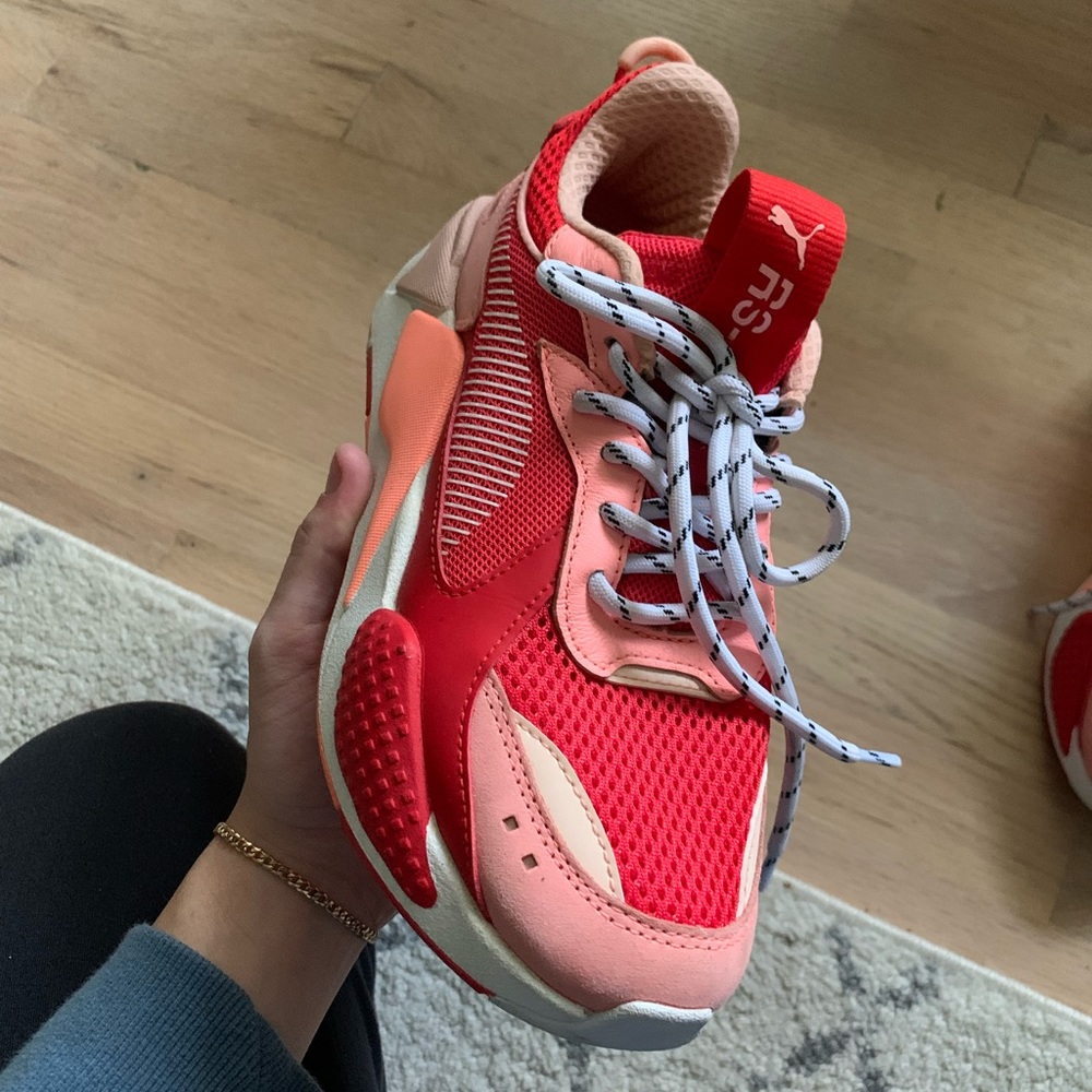 Red and Pink Chunky Puma Sneakers